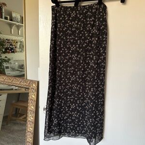 PacsSun RSQ Low Rise Mesh Floral Black Maxi Skirt Small